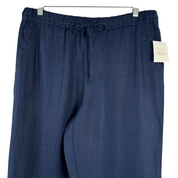 Charter Club Luxury Linen Pants Womens Size 10 Blue Straight Leg NWT PT-2336 - Picture 3 of 12
